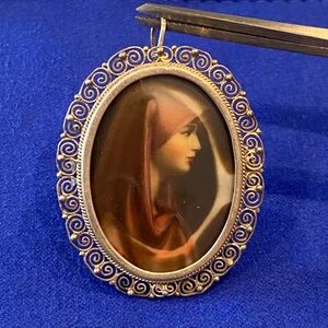 Antique Sterling Filigree Brooch/Pendant, St. Fabiola 9.71gr